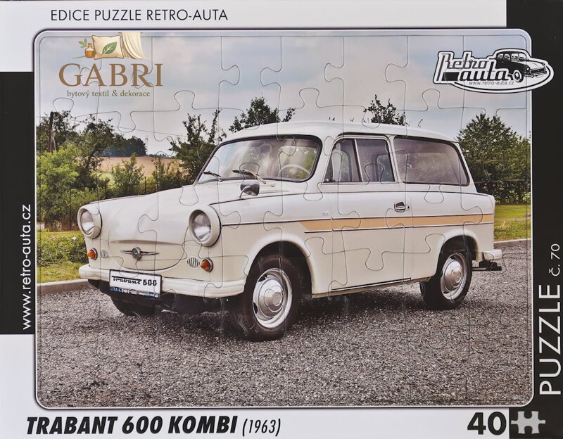 RETRO-AUTA Puzzle č.70 Trabant 600 Kombi (1963) 40 dílků