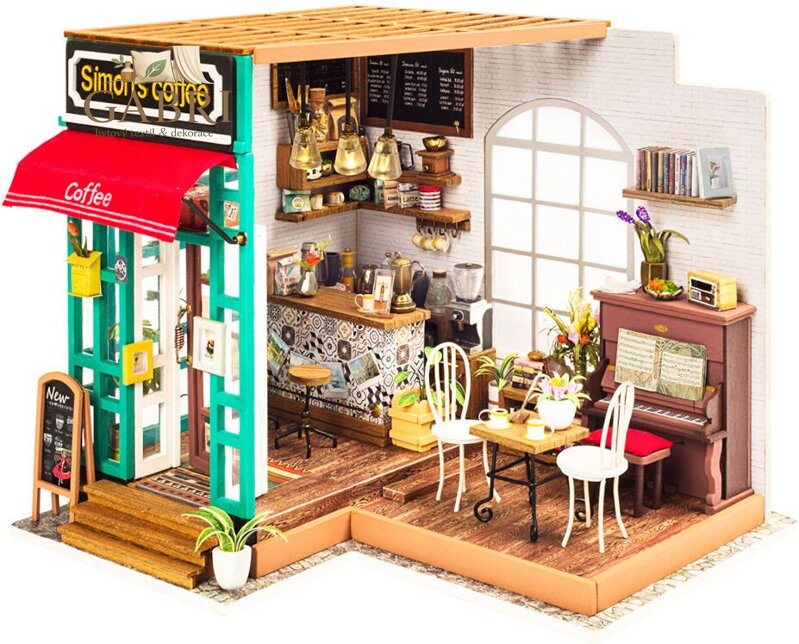 ROBOTIME Rolife DIY House: Kavárna s LED osvětlením 203 dílků