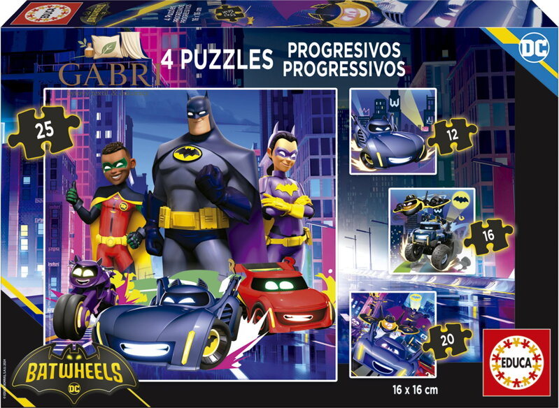 EDUCA Puzzle Batwheels 4v1 (12,16,20,25 dílků)