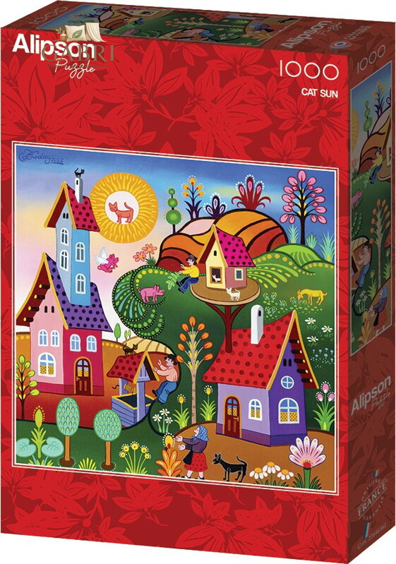 ALIPSON Čtvercové puzzle Kočičí slunce 1000 dílků