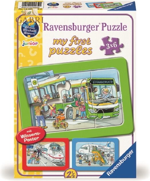 RAVENSBURGER Moje první puzzle Dopravní prostředky 3x6 dílků