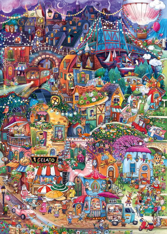 HEYE Puzzle Happy Town: Dobrý večer! 1000 dílků