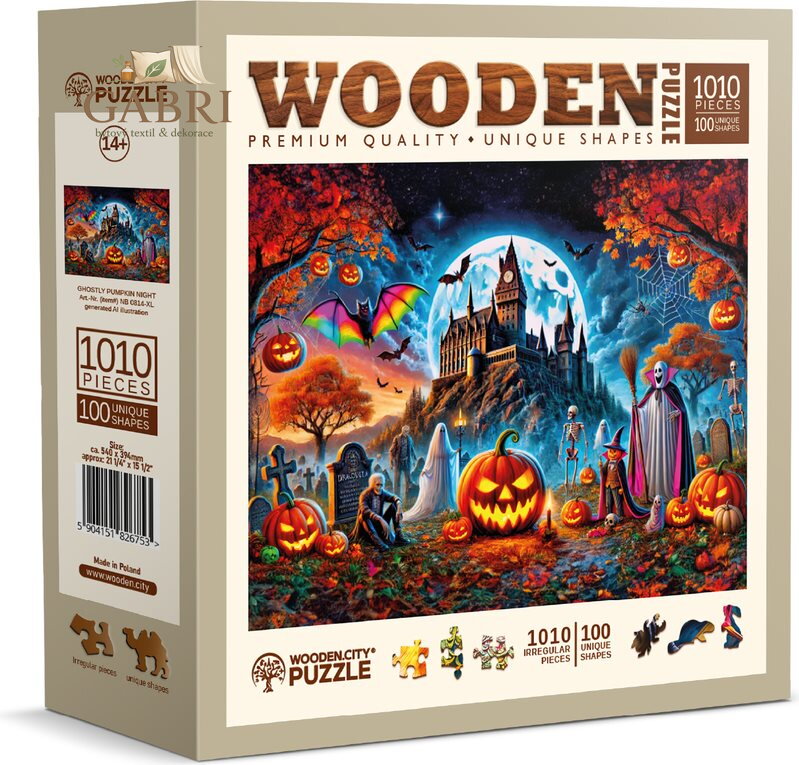 WOODEN CITY Dřevěné puzzle Halloweenská dýně 1010 dílků