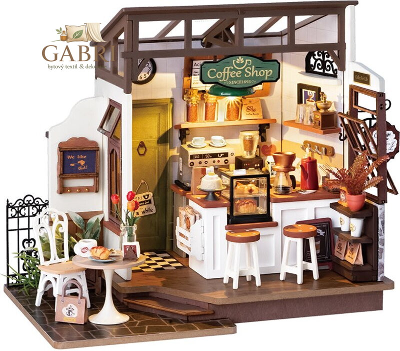 ROBOTIME Rolife DIY House: Kavárna Slow Life s LED osvětlením