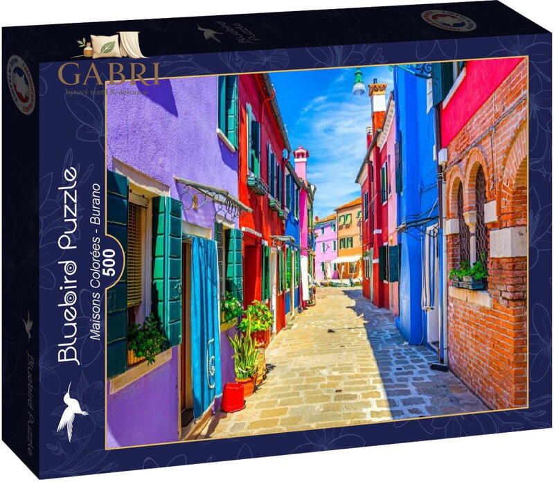 BLUEBIRD Puzzle Barevné domky na ostrově Burano 500 dílků