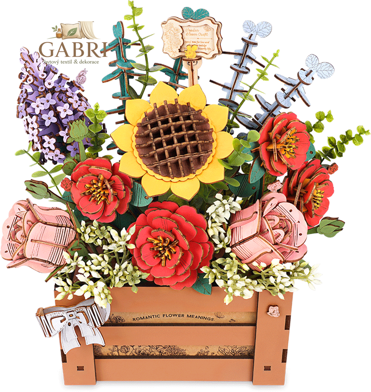 ROBOTIME Rowood 3D dřevěné puzzle Truhlík s květinami 658 dílků