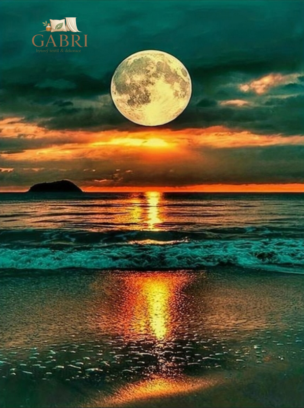 NORIMPEX Diamantové malování Úplněk nad oceánem 30x40cm