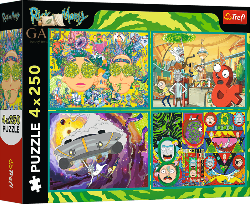 TREFL Puzzle Zvrácený svět Ricka a Mortyho 4x250 dílků