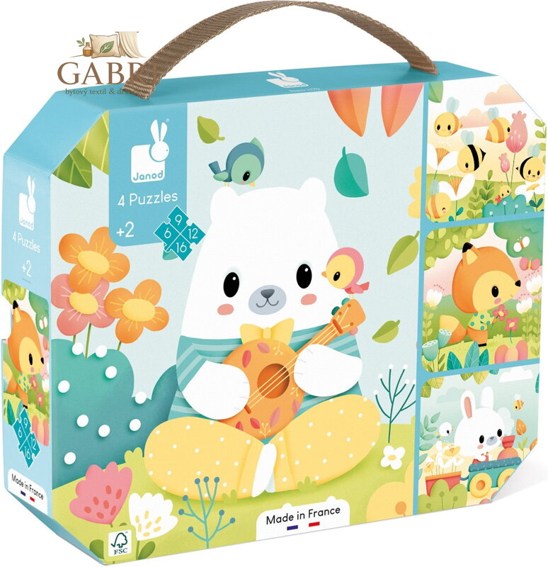 JANOD Puzzle v kufříku Zvířátka 4v1 (6,9,12,16 dílků)