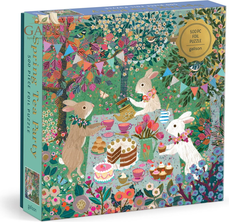 GALISON Čtvercové puzzle Jarní čajový dýchánek 500 dílků