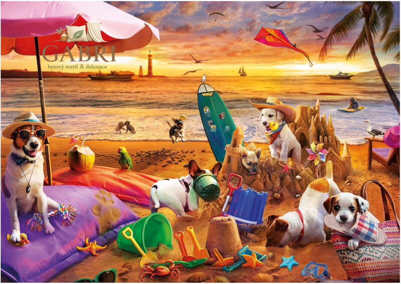 EDUCA Puzzle Psi na pláži 1000 dílků