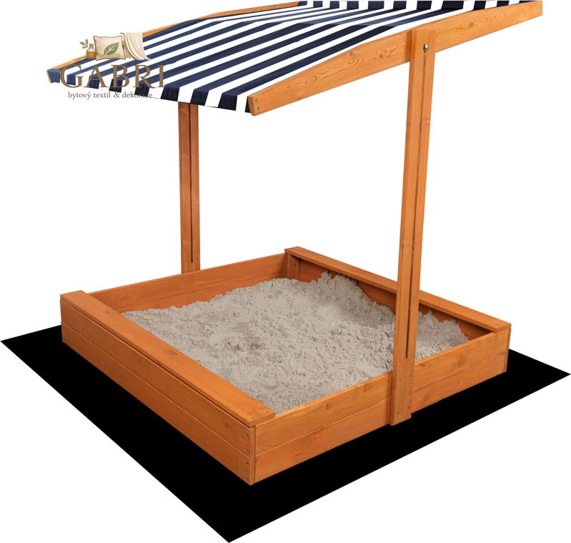 SAND TROPIC Dřevěné pískoviště se stříškou 120x120cm (impregnované) modro-bílé