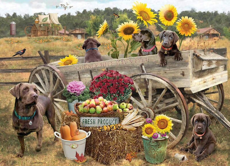 COBBLE HILL Puzzle Dřevěný vozík 500 dílků