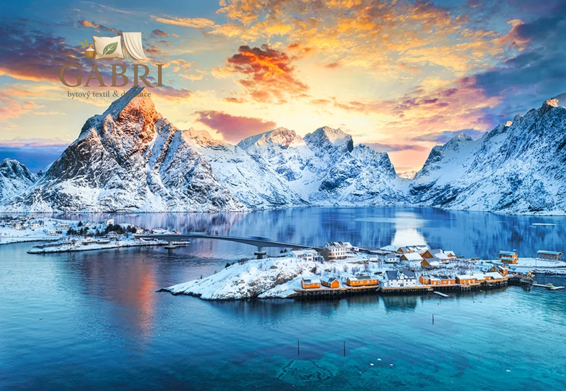 CASTORLAND Puzzle Východ slunce nad Sakrisøy, Lofoty, Norsko 1000 dílků