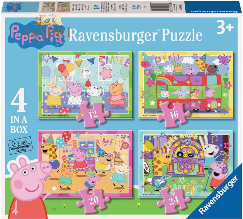 RAVENSBURGER Puzzle Prasátko Peppa na oslavě 4v1 (12,16,20,24 dílků)