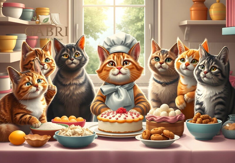 ALIPSON Puzzle Kočičí pekařky v akci 1000 dílků