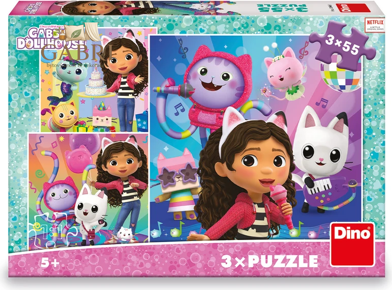 DINO Puzzle Gábinin kouzelný domek: Oslava 3x55 dílků