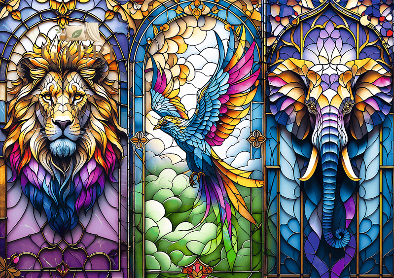 TREFL Puzzle Vitráž se zvířaty 1000 dílků