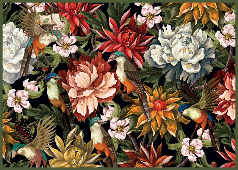 INTERDRUK Puzzle Secret Garden: Ptáci mezi květinami 1000 dílků