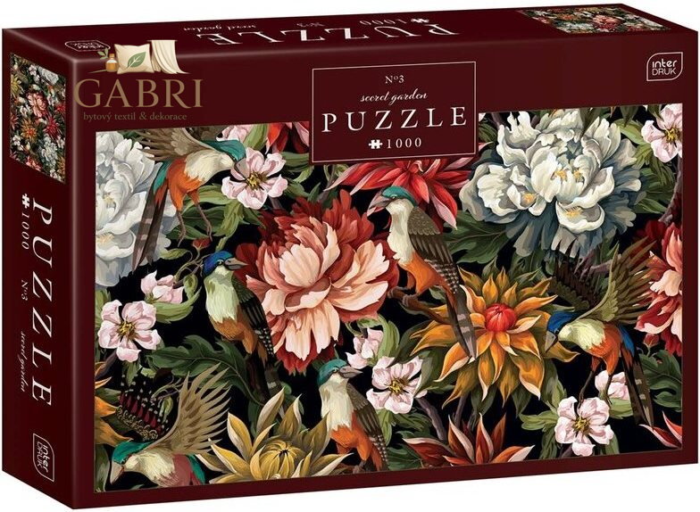 INTERDRUK Puzzle Secret Garden: Ptáci mezi květinami 1000 dílků