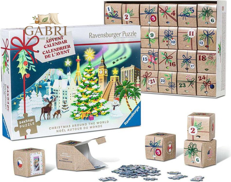 RAVENSBURGER Puzzle Adventní kalendář: Vánoce po celém světě 24x54 dílků