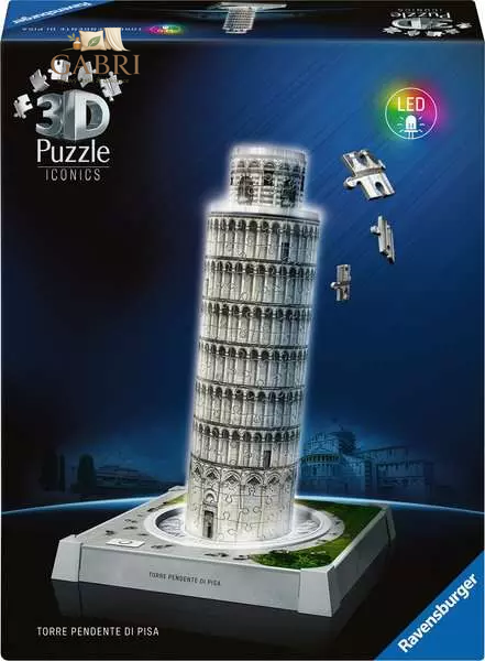 RAVENSBURGER Svítící 3D puzzle Iconics: Šikmá věž v Pise (Noční edice) 216 dílků