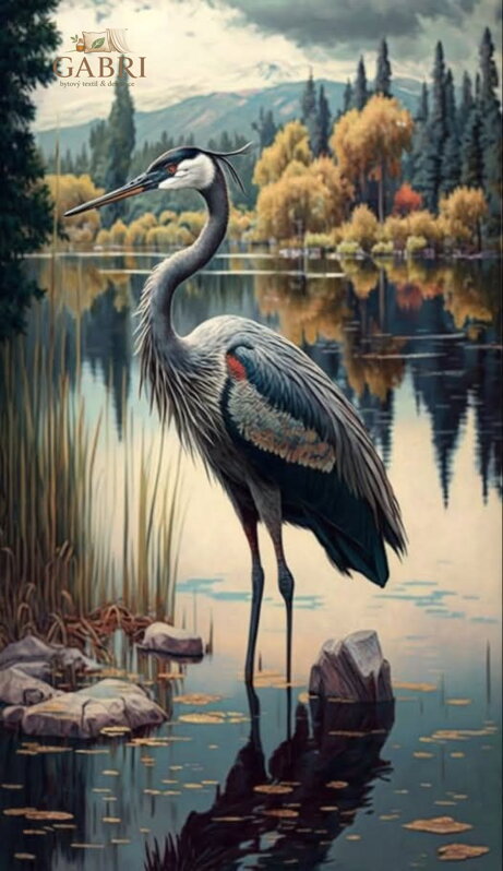 NORIMPEX Diamantové malování Jeřáb na jezeře 30x40cm