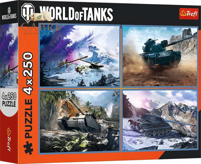 TREFL Puzzle World of Tanks: Velká bitva tanků 4x250 dílků