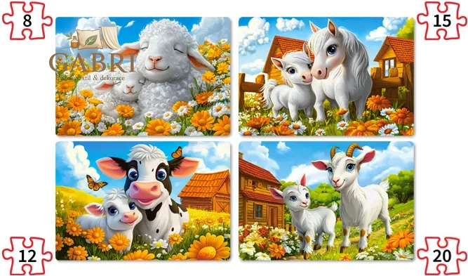 CASTORLAND Puzzle Milující zvířátka 4v1 (8,12,15,20 dílků)