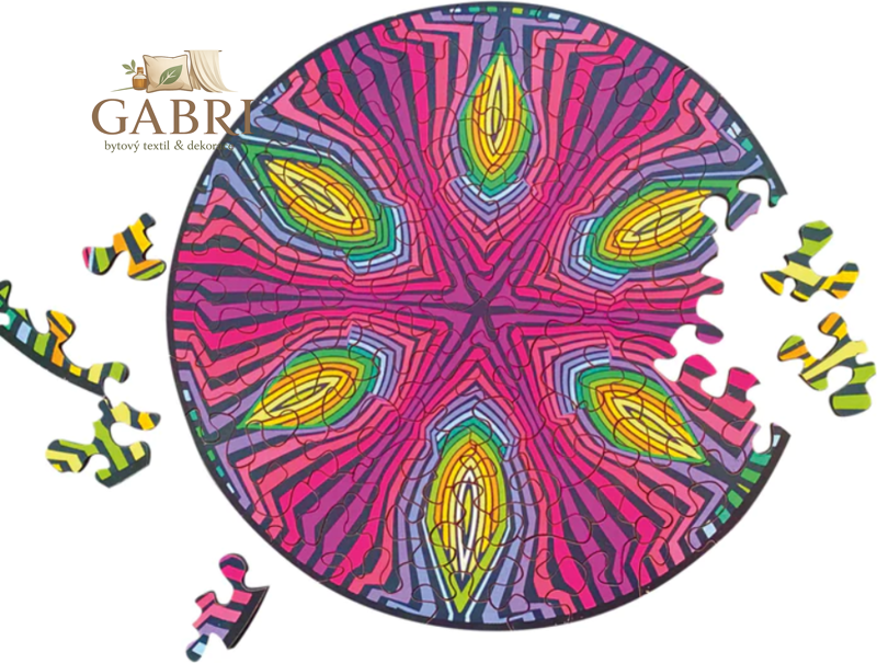 CURIOSI Oboustranné dřevěné puzzle Double: Hippie 88 dílků