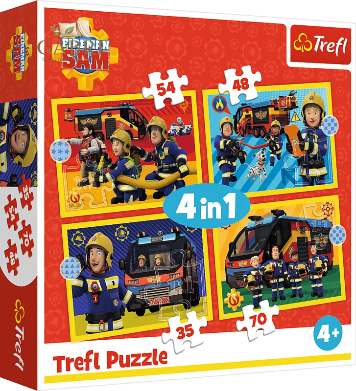 TREFL Puzzle Požárník Sam: Hasič na výjezdu 4v1 (35,48,54,70 dílků)
