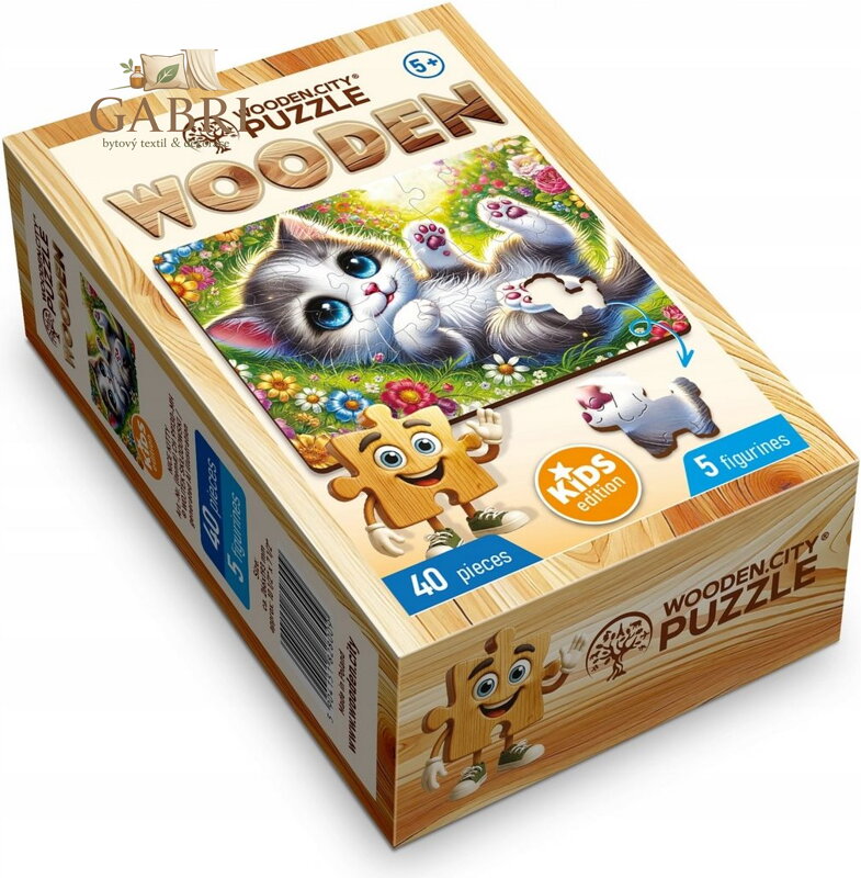 WOODEN CITY Dřevěné puzzle Roztomilé koťátko 40 dílků