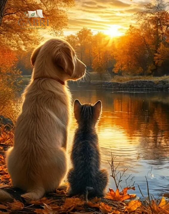 NORIMPEX Diamantové malování Koťátko s pejskem na břehu 30x40cm