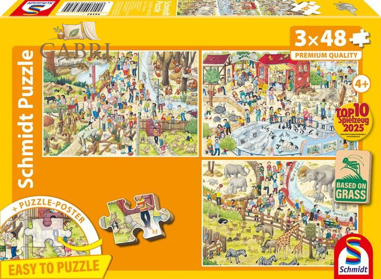 SCHMIDT Puzzle Zábava v Zoo 3x48 dílků