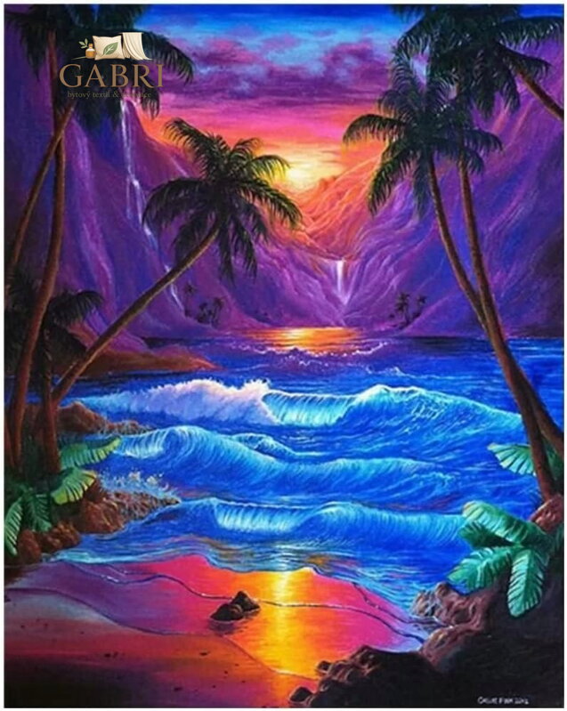 NORIMPEX Diamantové malování Západ slunce pod palmami 30x40cm
