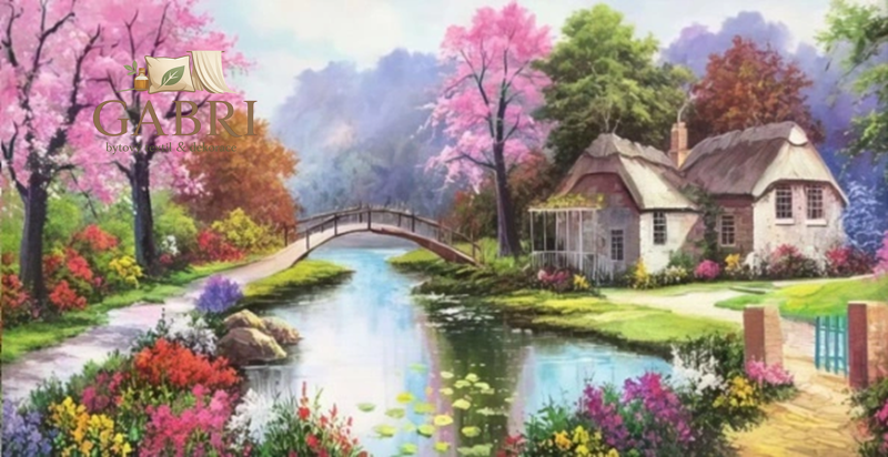 NORIMPEX Diamantové malování Idylická osada s řekou 80x40cm