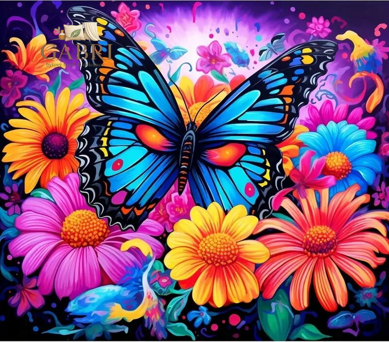 NORIMPEX Diamantové malování Motýl mezi květinami 30x40cm