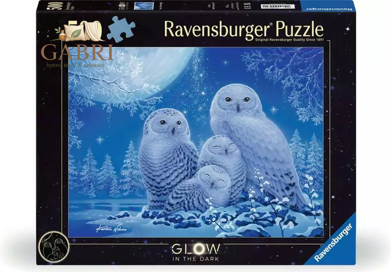 RAVENSBURGER Svítící puzzle Sovy za úsvitu měsíce 500 dílků
