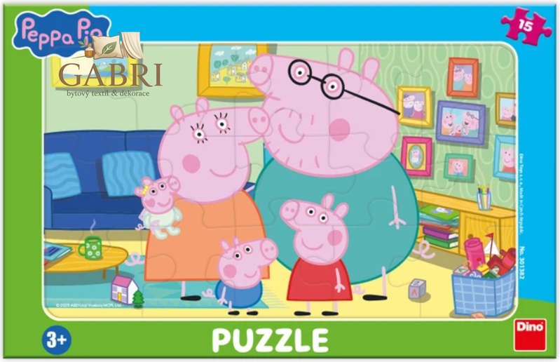 DINO Puzzle Prasátko Peppa: V obývacím pokoji 15 dílků