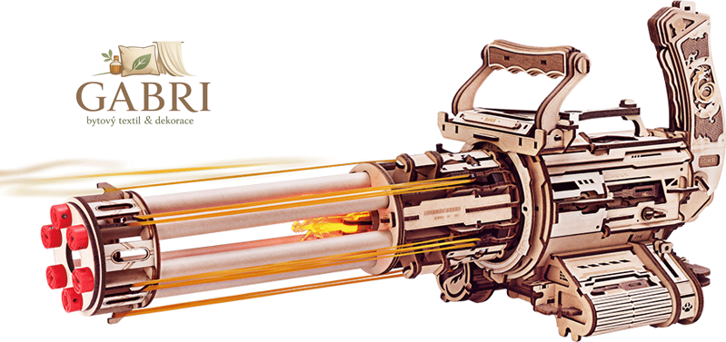 ROBOTIME Rokr 3D dřevěné puzzle Rotační kulomet 412 dílků