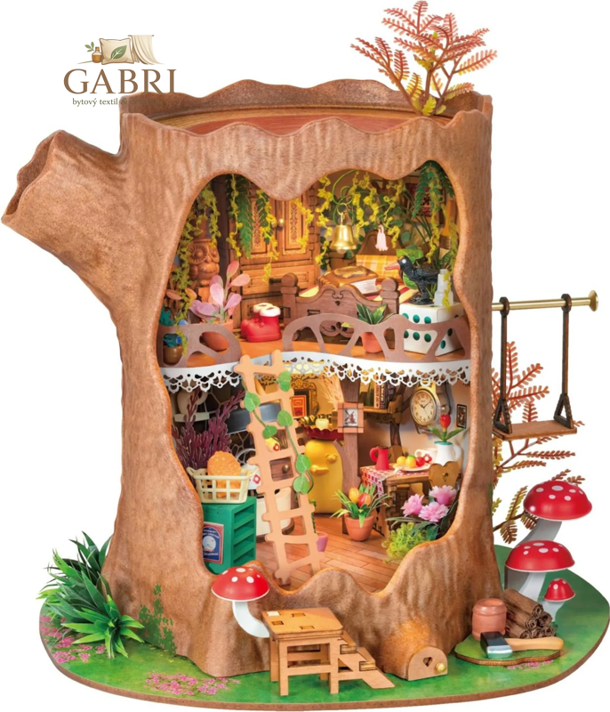 ROBOTIME Rolife DIY 3D dřevěné puzzle Pohádkový domek na stromě s LED osvětlením