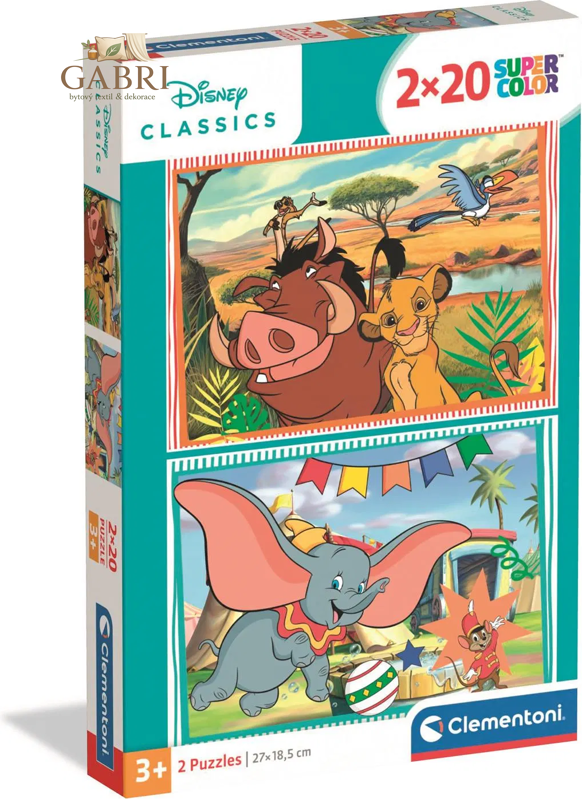 CLEMENTONI Puzzle Pohádky Lví král a Dumbo 2x20 dílků