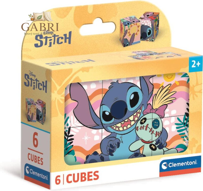 CLEMENTONI Obrázkové kostky Stitch, 6 kostek