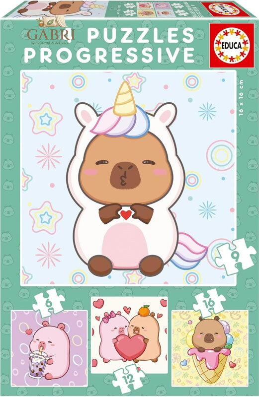 EDUCA Puzzle CapyFun 4v1 (6,9,12,16 dílků)