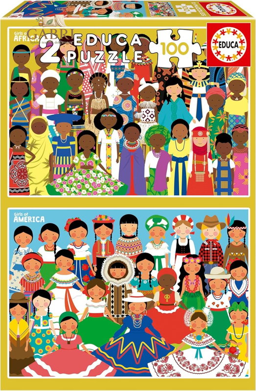 EDUCA Puzzle Dívky z Ameriky a Afriky 2x100 dílků