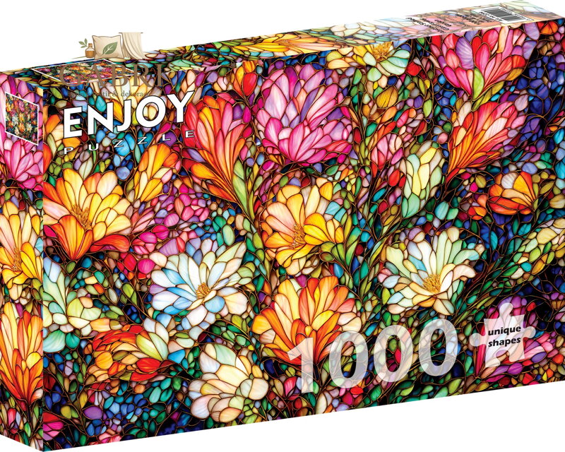 ENJOY Puzzle Abstraktní vitrážová květinová zahrada 1000 dílků