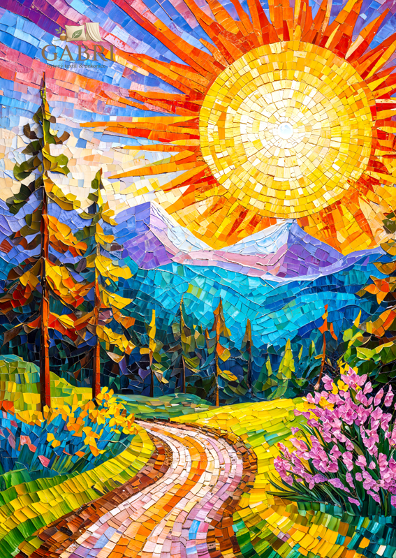 ENJOY Puzzle Mozaikový východ slunce 1000 dílků