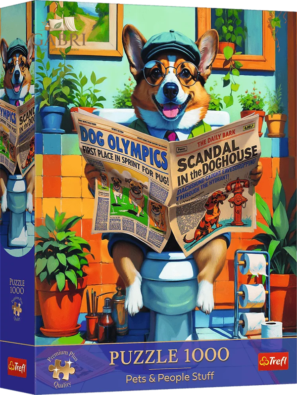 TREFL Puzzle Premium Plus Pets & People Stuff: Corgi na záchodě 1000 dílků
