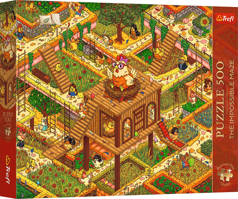 TREFL Puzzle Premium Plus The Impossible Maze: Bláznivá kuřata 500 dílků