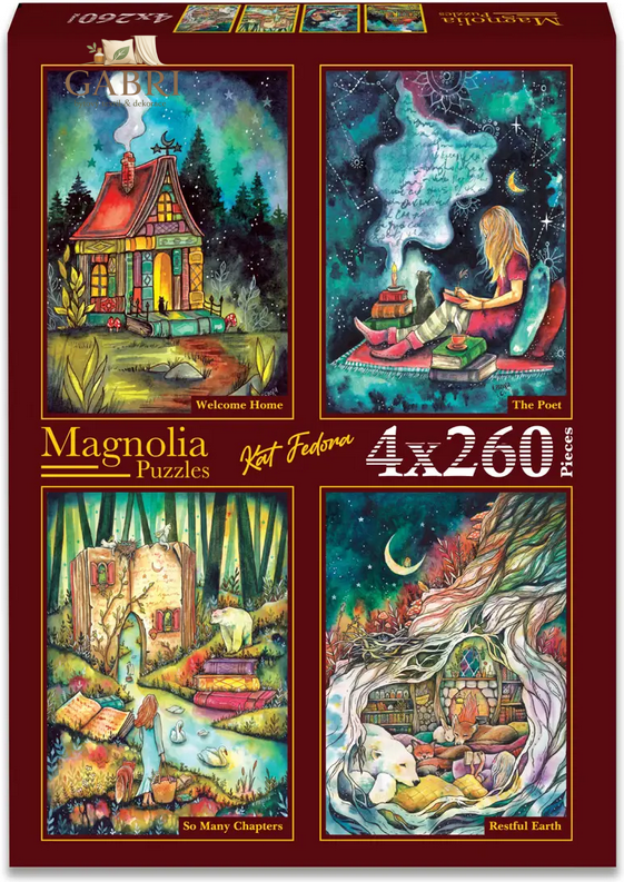 MAGNOLIA Puzzle Návrat domů, Duše básníka, Příběh plný kapitol a Poklidná země 4x260 dílků